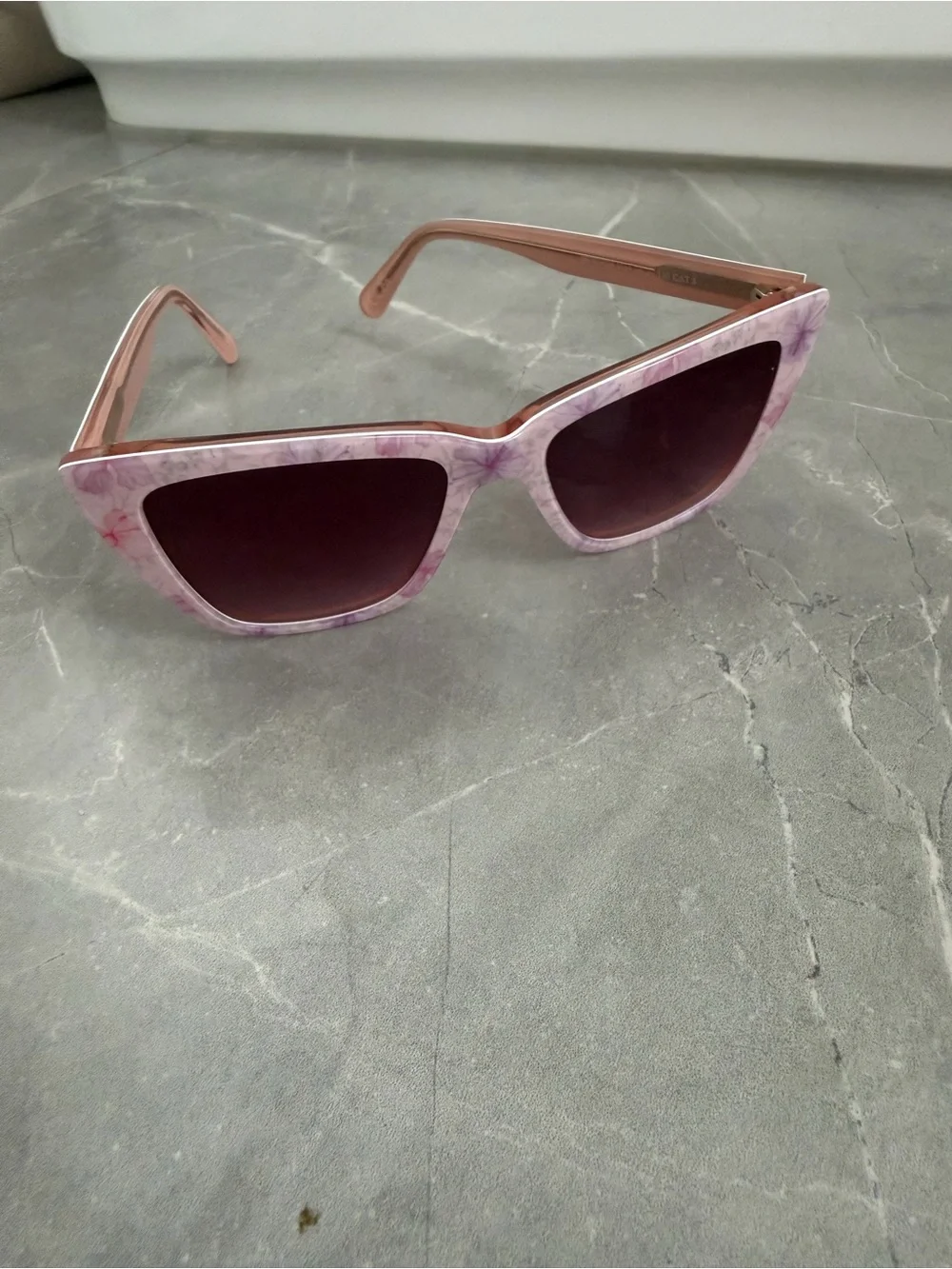 LoveShackFancy Pink Marbled Square Sunglasses